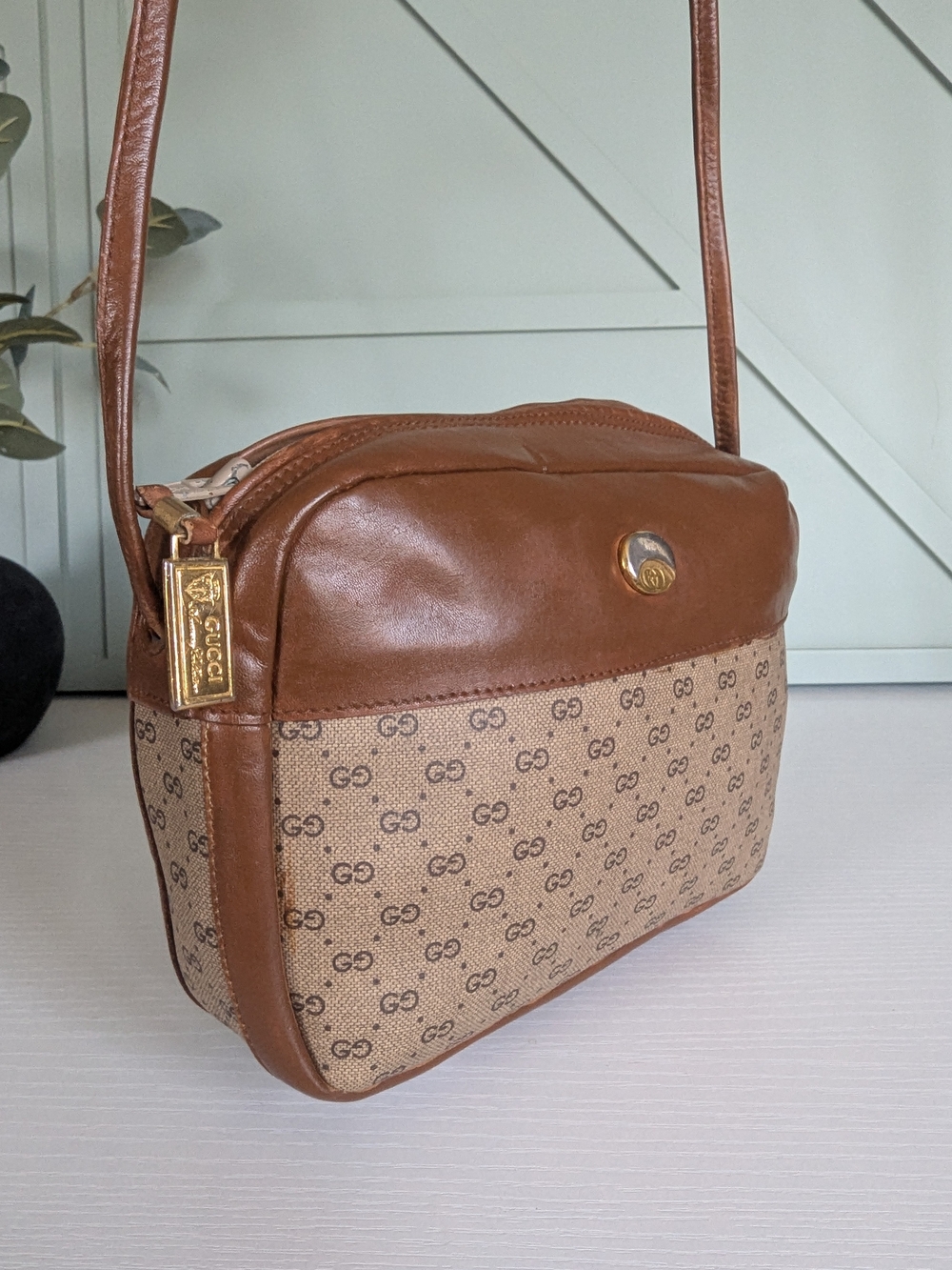 Gucci Brown/Tan GG Canvas Crossbody Bag